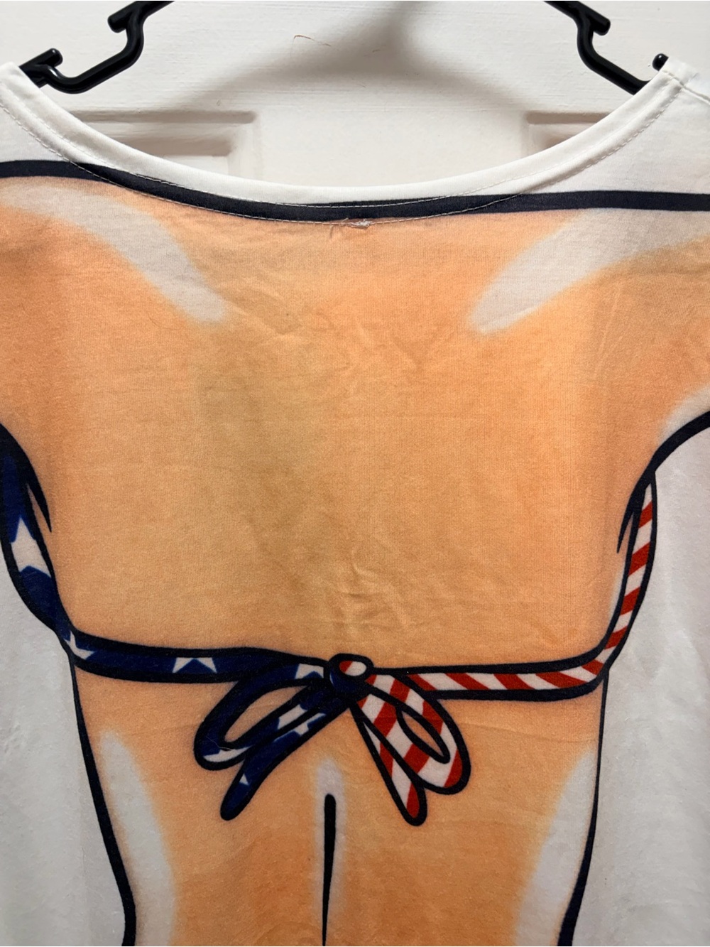 Novelty American Flag Bikini T-Shirt coverup Dress - White, Red & Blue - Picture 4 of 5